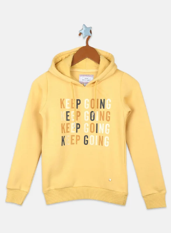 Girls Mustard Printed Sweatshirt