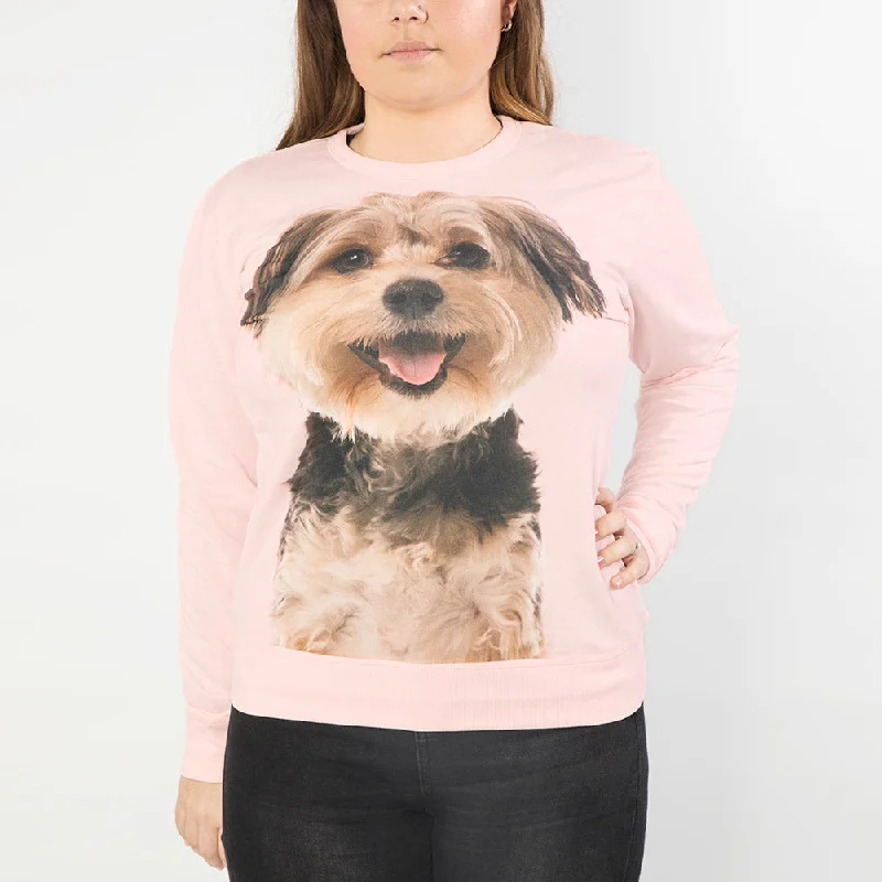 Dog Face Ladies Sweatshirt Pink