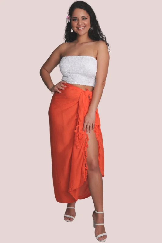 VGS095 - PLAIN RAYON SARONG - BURNT ORANGE