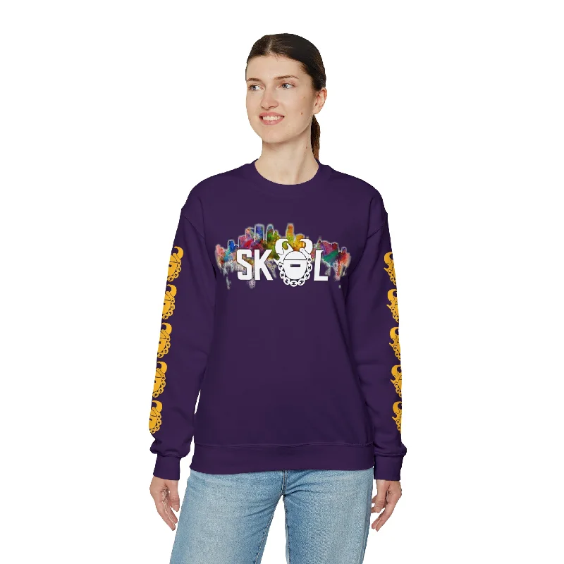 Unisex Heavy Blend™ Crewneck - Skyline + Game Day Helmet (Sleeves)