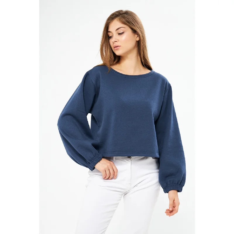 Blue Boatneck Oversized Sweatshirt