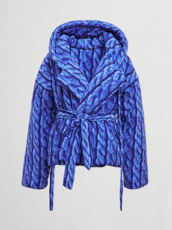 Hooded Sleeping Bag Coat Short - COBALT CABLE