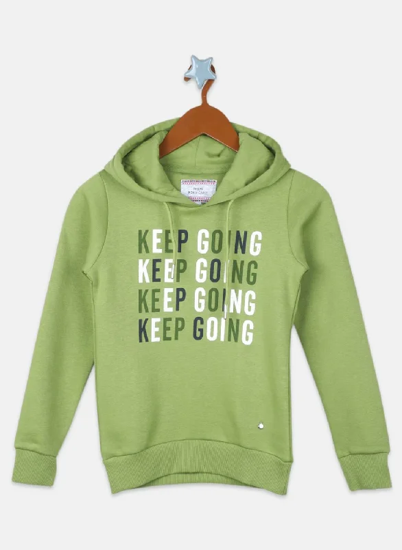 Girls Green Printed Sweatshirt