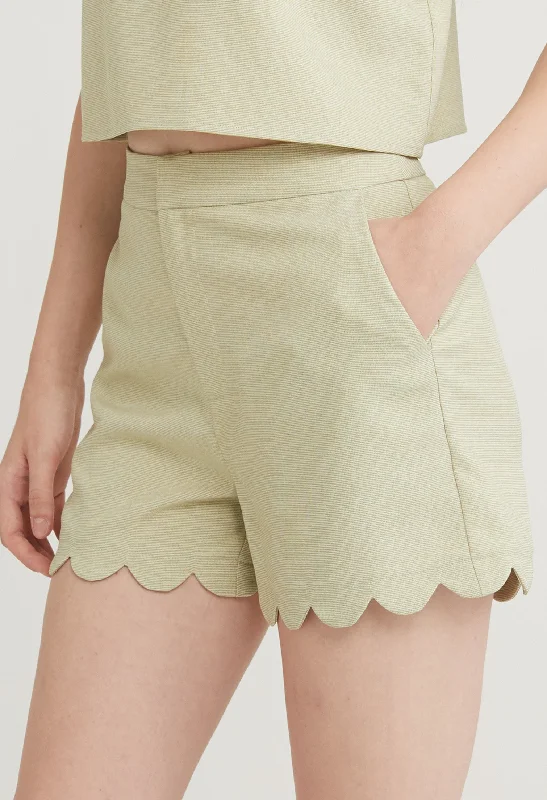 Scalloped Hem Brunch Shorts