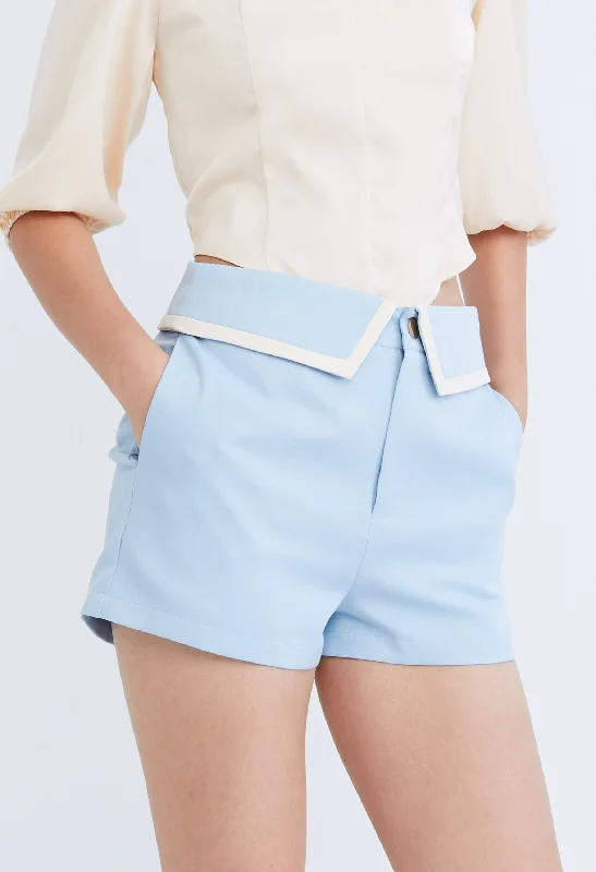 Preppy Princess Foldover Contrast Seam Shorts