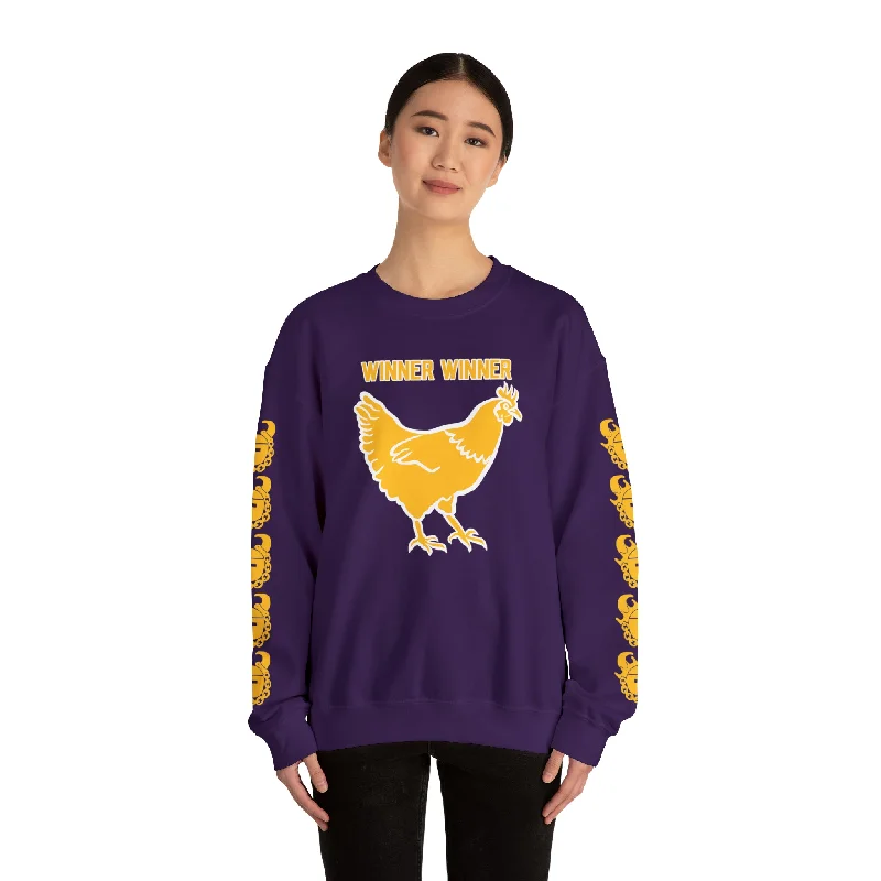 Unisex Heavy Blend™ Crewneck - Winner Winner Chicken Dinner + Game Day Helmet (Sleeves)