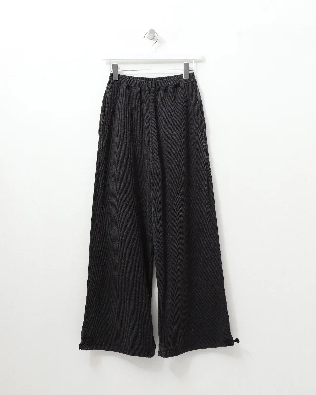 raw silk rib-jersey wide leg truck pants