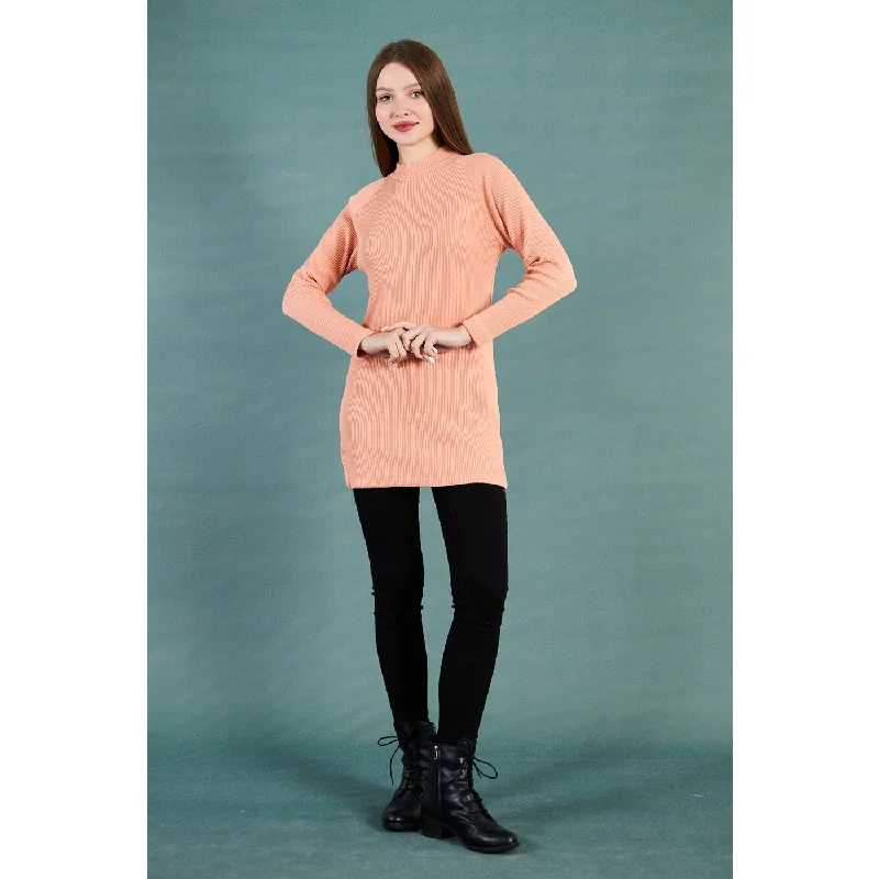 Peach Ribbed Long Sweatshirt