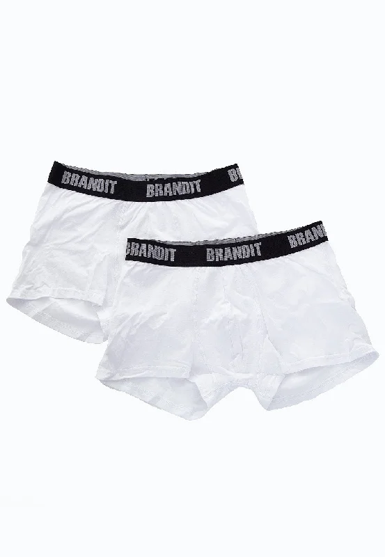 Brandit - Boxer Logo 2er Pack White/White - Boxershorts