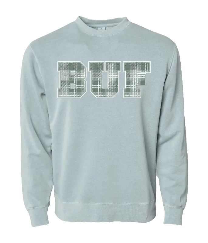 BUF Sage Plaid - Crewneck Sweatshirt