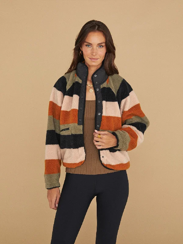 Hit The Slopes Printed Fleece Jacket - Honey Mallow Combo