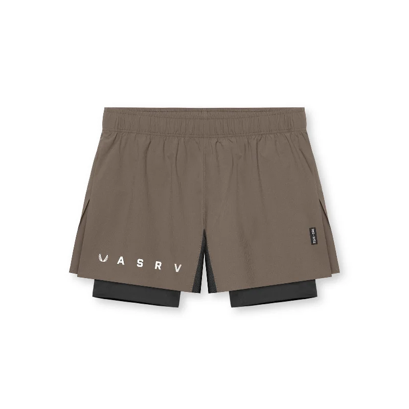 0752. Ripstop 3" High Split Liner Short - Deep Taupe/Black