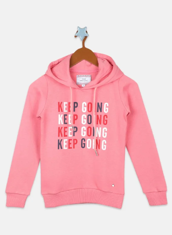 Girls Pink Printed Sweatshirt