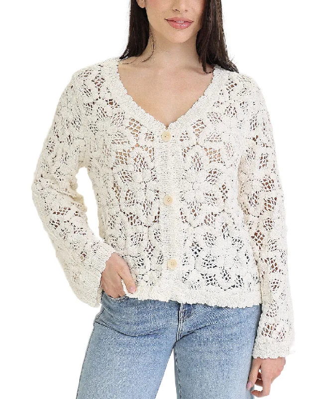 Chenille Crochet Cardigan Sweater