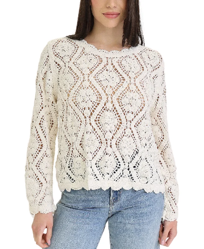 Chenille Crochet Sweater w/ Pearls