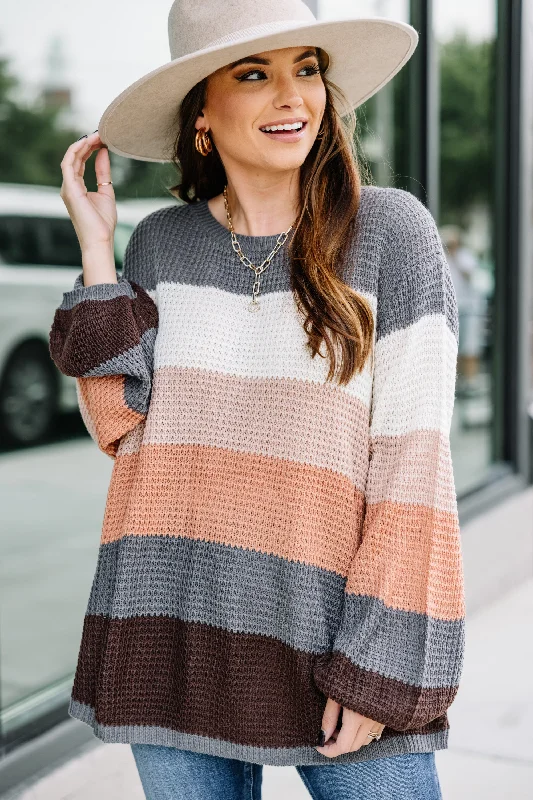 Be With You Gray Colorblock Sweater