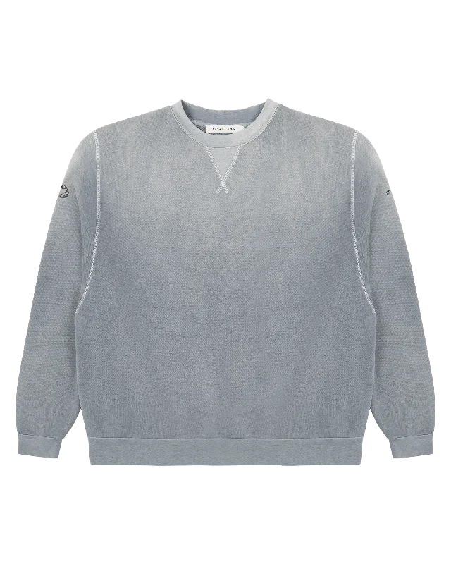 GREY GARMENT DYE BOXY CREWNECK SWEATSHIRT