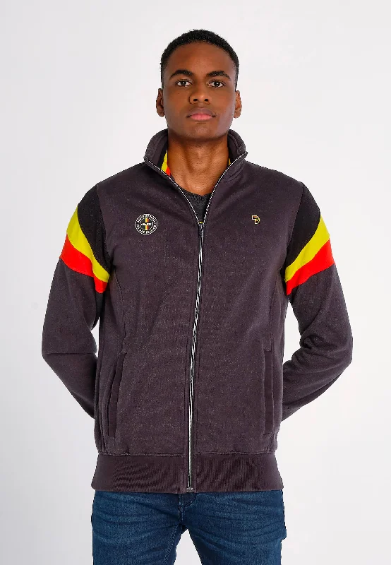 Sweatshirt homme noir zippé avec drapeau belge