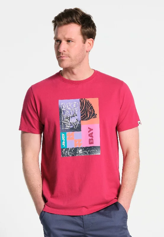 T-Shirt homme fuchsia motif devant