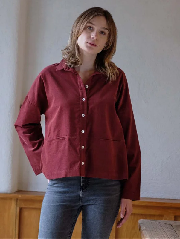 Anya Relaxed Cotton Corduroy Blouse | Red