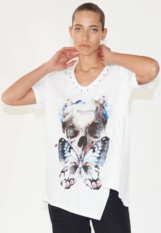 BUTTERFLY SKULL T-SHIRT WHITE