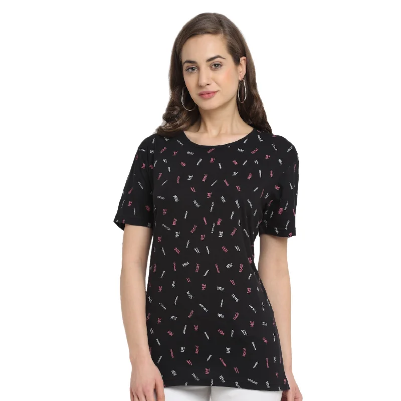 Vimal Jonney Black Half Sleeve T-shirt For Women's