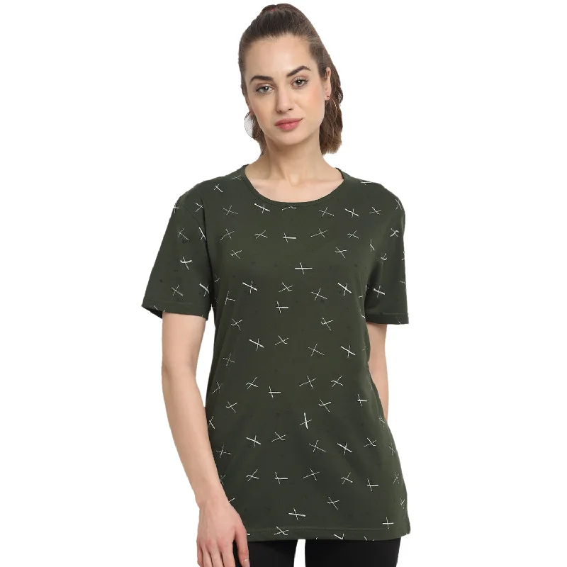 Vimal Jonney Olive Half Sleeve T-shirt For Women's