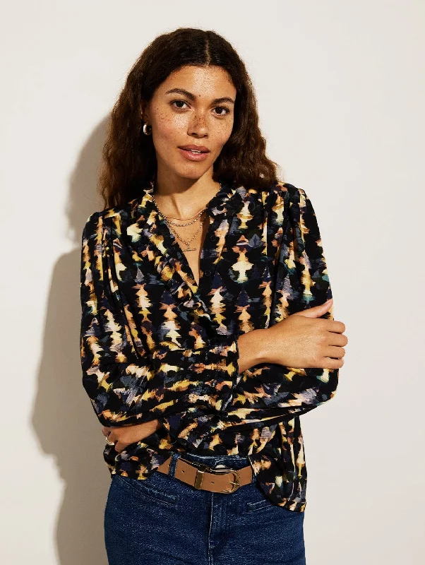 Willow  Lenzing™ Ecovero™ Viscose Printed Blouse | Navy Texture