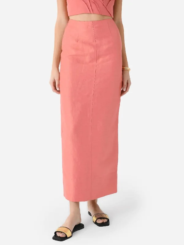 Mary Column Midi Skirt In Guava Pink