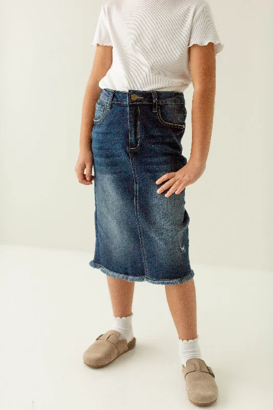 'Nala' Girl Distressed Denim Skirt