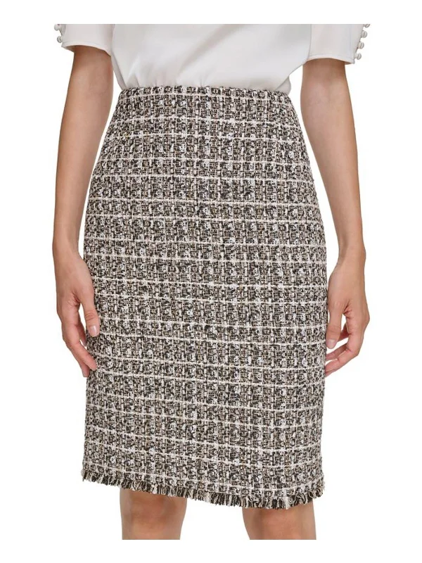 Petites Womens Metallic Pencil Skirt