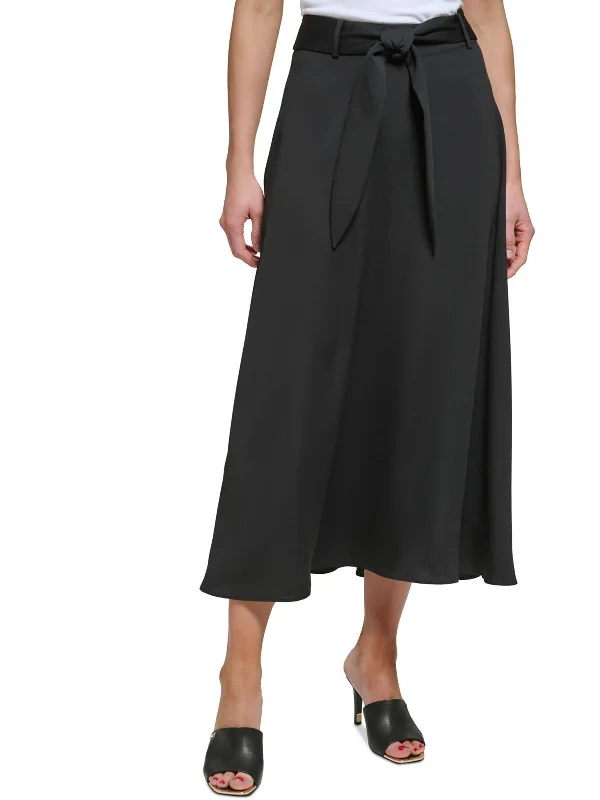 Petites Womens Office Work Wear Midi Skirt