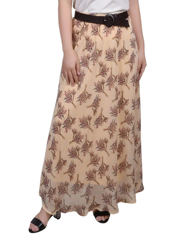 Petites Womens Printed Lined Maxi Skirt