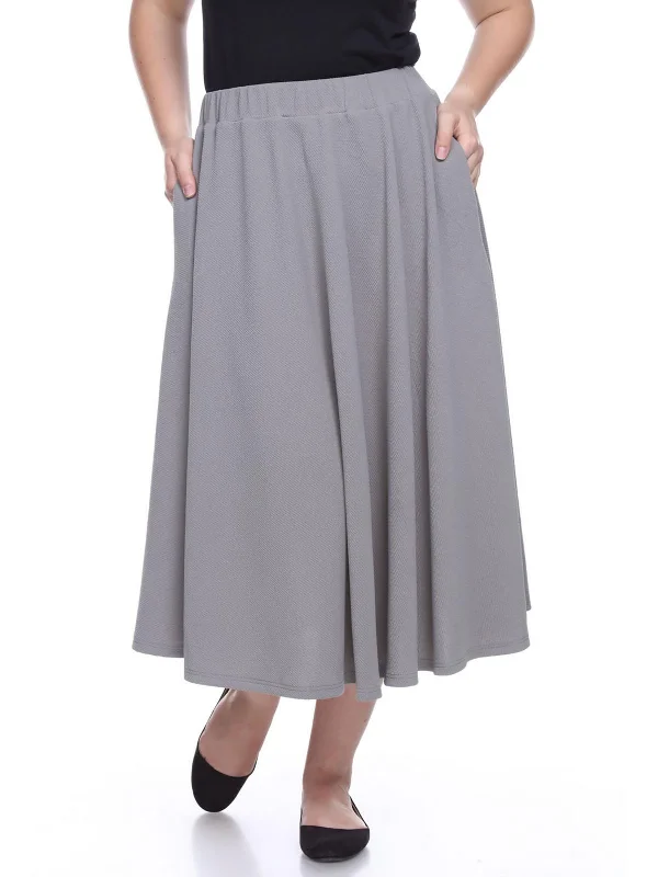 Plus Womens Knit Textured A-Line Skirt