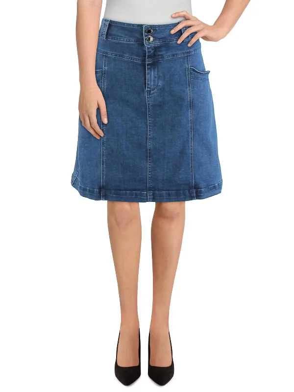 Plus Womens Mini Jean Denim Skirt