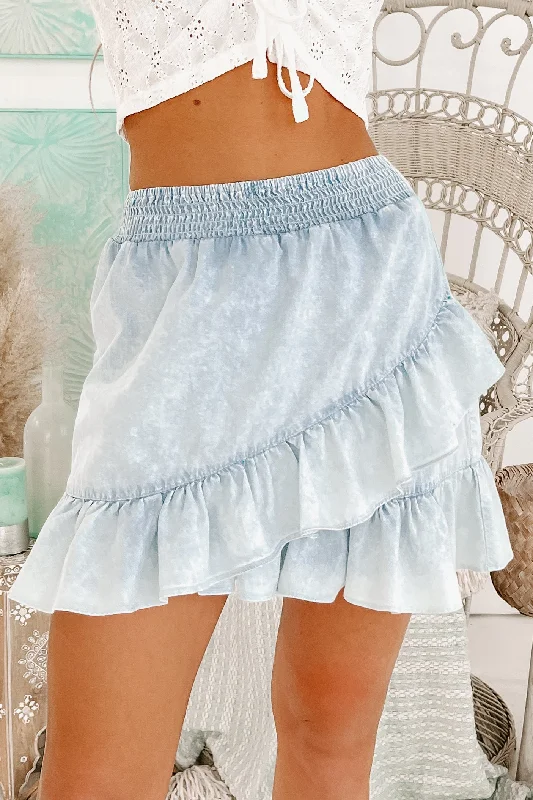 She's Got A Way Ruffle Mini Skirt (Chambray)