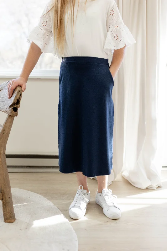 'Tori' Girl Bamboo Cotton Blend Midi Skirt