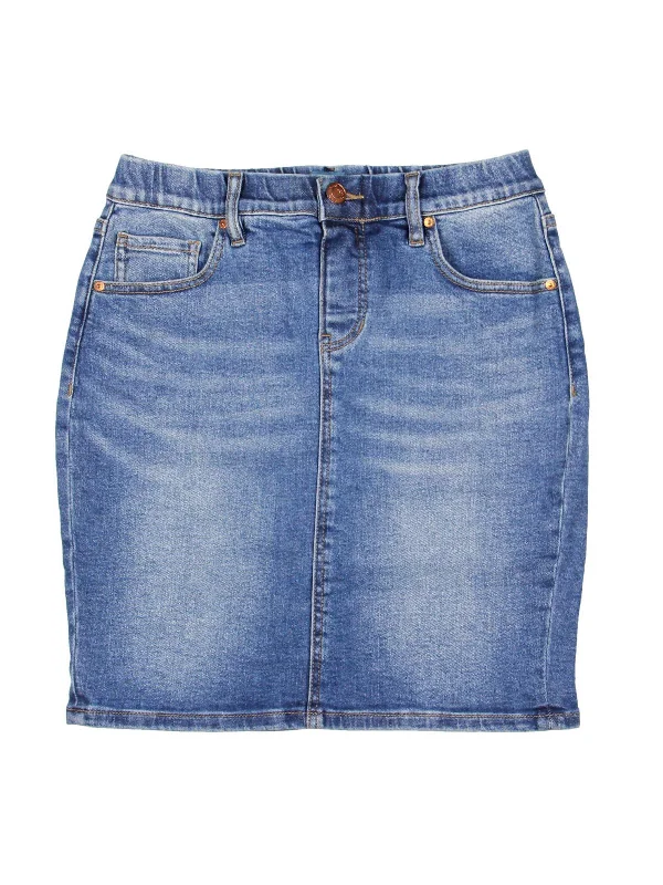 Valentina Womens Denim High Rise Denim Skirt