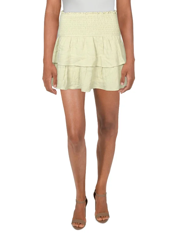 Womens Cotton Tiered Mini Skirt