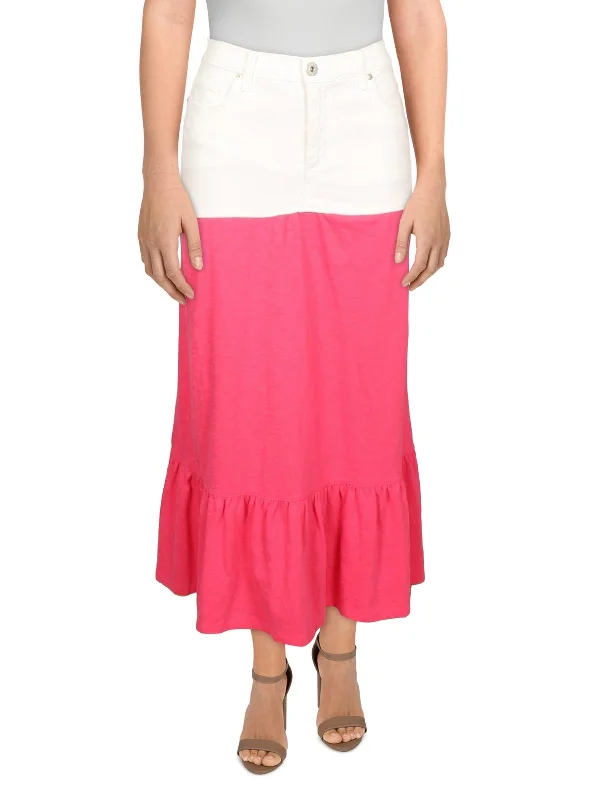 Womens Denim Slub Maxi Skirt