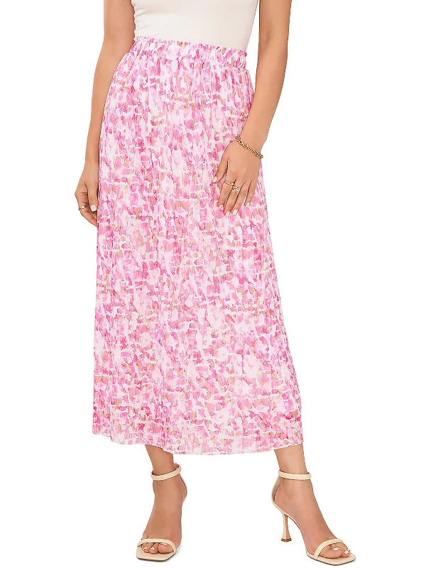 Womens Floral Dressy Pleated Skirt