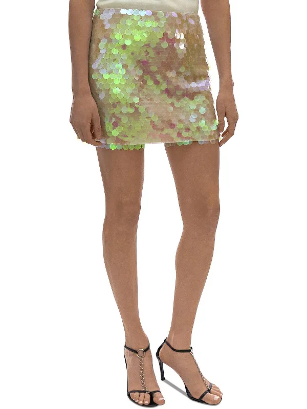 Womens Mesh Paillettes Mini Skirt