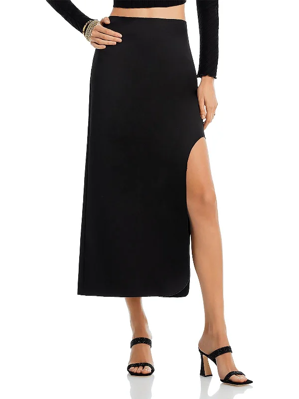 Womens Midi Side Slit Midi Skirt