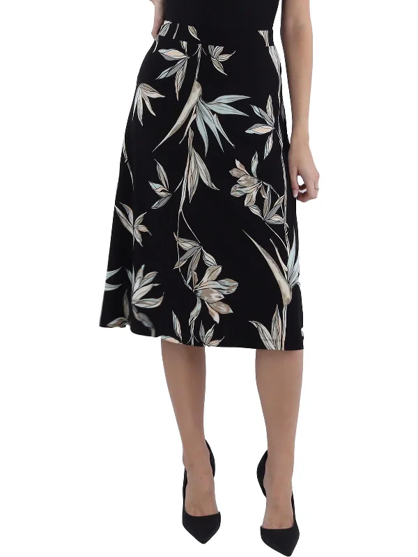 Womens Printed A-Line Midi Skirt