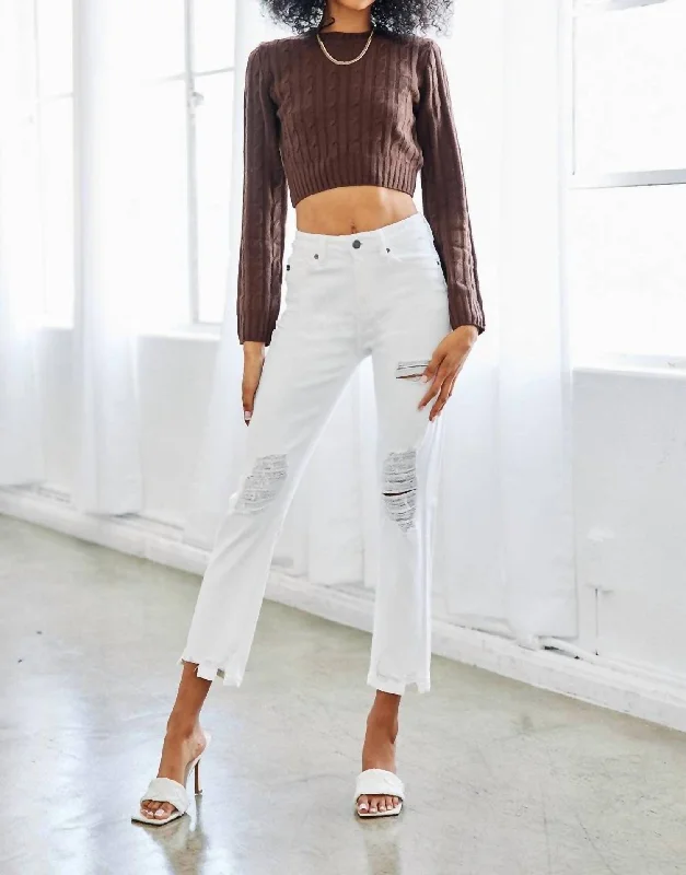 High Rise Lightning Jean In White