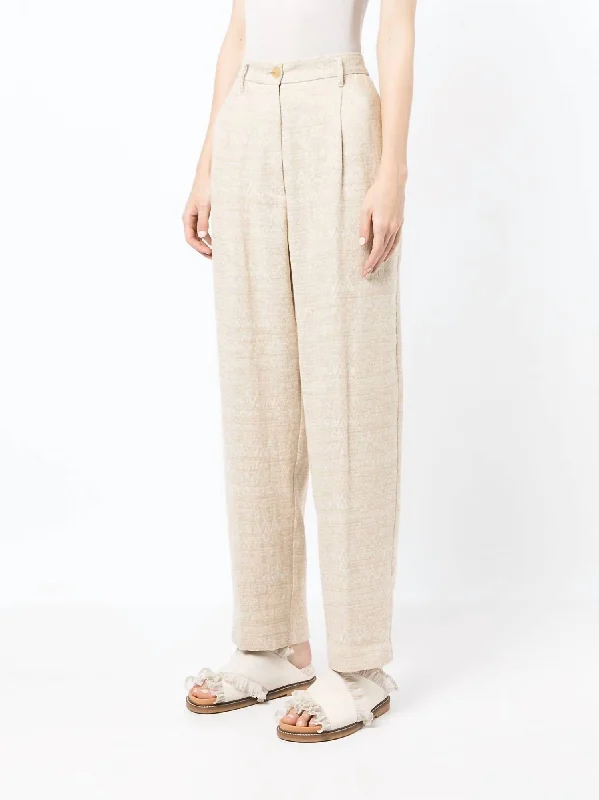 Jacquard Trousers In Beige