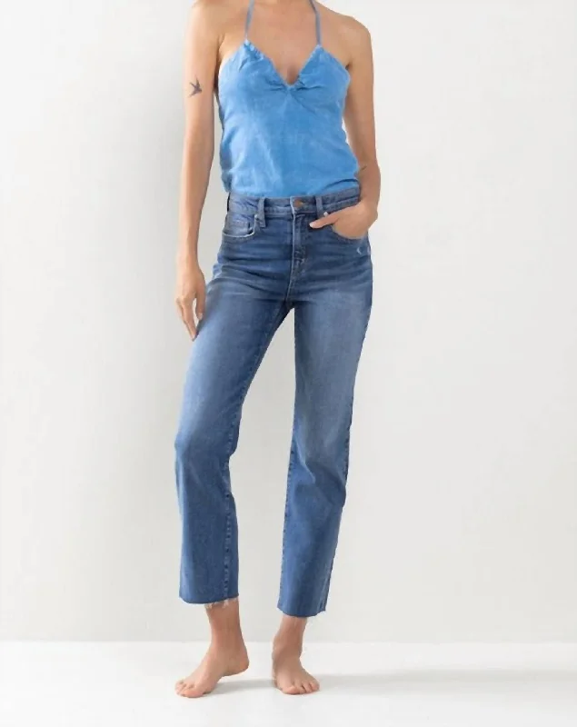 Jenna Cropped Raw Hem Jeans In Medium Wash