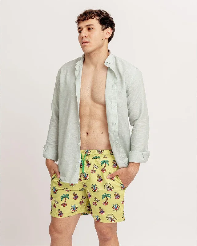 Yellow Dip Into Summer Swim Shorts